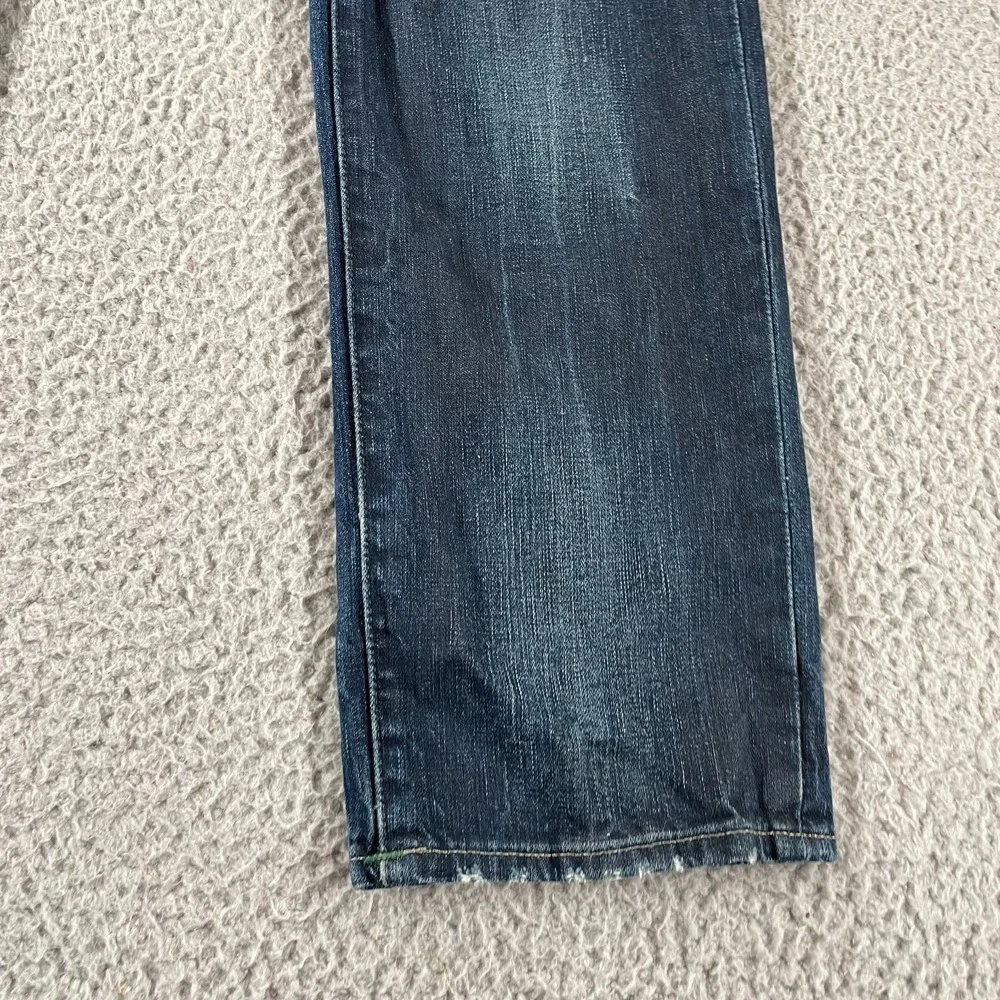 True Religion Men's Geno Flap SE Jeans Denim Blue Wash Size 34 Relax Slim Distre